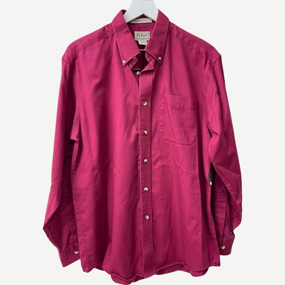 Llbean Men's Magenta Button Down Shirt M - Picture 1 of 3